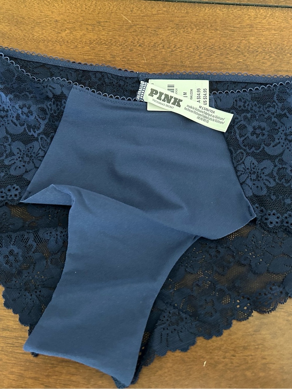 PINK Victoria's Secret Navy Lace Hipster Panty